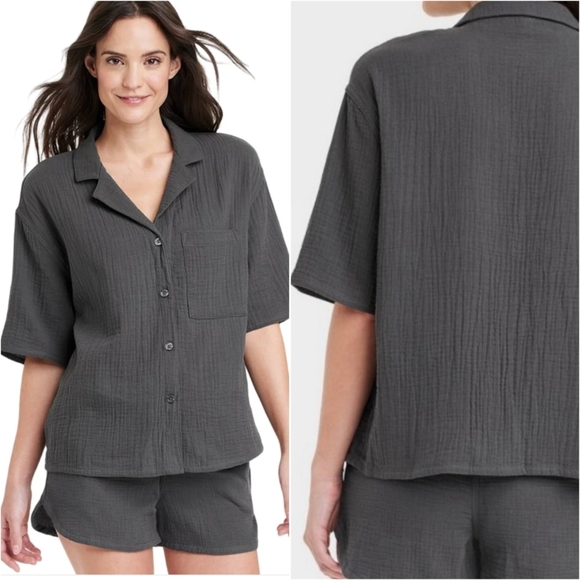 Stars Above 100% Cotton Gauze Crepe Pajama Short Sleeve Top Set - Picture 2 of 10